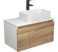 Комплект для ванной Bauedge 3 предмета (тумба подвесная Bau Blackwood 80 + раковина BAU Hotel 51x37, смеситель высокий Hotel Black, черный) BD2556