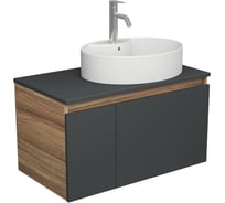 Комплект для ванной Bauedge 3 предмета (тумба подвесная Bau Blackwood 80 графит + раковина BAU 51x41, с отв. под см-ль, смеситель Dream, нерж. сталь) BD2756