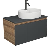 Комплект для ванной Bauedge 3 предмета (тумба подвесная Bau Blackwood 80 графит + раковина BAU 51x41, с отв. под см-ль, смеситель Dream Black, черный) BD2757