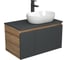 Комплект для ванной Bauedge 3 предмета (тумба подвесная Bau Blackwood 80 графит + раковина BAU 48x34, смеситель высокий Hotel Black, черный) BD2710 1