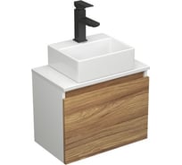 Комплект для ванной Bauedge, 3 предмета (тумба подвесная под раковину Bau Blackwood 50 + раковина BAU 33x28, смеситель Hotel Black, черный) BD2404