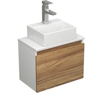 Комплект для ванной Bauedge, 3 предмета (тумба подвесная под раковину Bau Blackwood 50 + раковина BAU 33x28, смеситель Hotel Still, нержавеющая сталь) BD2403