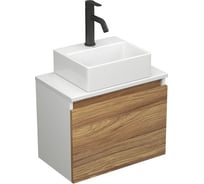 Комплект для ванной Bauedge, 3 предмета (тумба подвесная под раковину Bau Blackwood 50 + раковина BAU 33x28, смеситель Dream Black, черный) BD2406