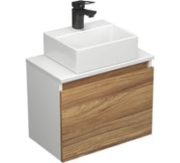 Комплект для ванной Bauedge, 3 предмета (тумба подвесная под раковину Bau Blackwood 50 + раковина BAU 33x28, смеситель Cerama Black, черный) BD2407