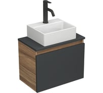 Комплект для ванной Bauedge, 3 предмета (тумба подвесная под раковину Bau Blackwood 50, графит + раковина BAU 33x28, смеситель Dream Black, черный) BD2376
