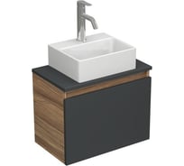 Комплект для ванной Bauedge, 3 предмета (тумба подвесная под раковину Bau Blackwood 50, графит + раковина BAU 33x28, смеситель Dream, нержавеющая сталь) BD2375