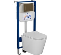 Комплект Bauedge BAU 6 в 1: инсталляция BAU Aquanika, унитаз подвесной безободковый Bau Nimb 49x36, сиденье дюропласт микролифт, клавиша BAU Stil, бронза 10.702.450.00.00-BK0001-Q00012