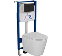 Комплект Bauedge BAU 6 в 1: инсталляция BAU Aquanika, унитаз подвесной безободковый Bau Nimb 49x36, сиденье дюропласт микролифт, клавиша BAU Soul, черная матовая 10.702.450.00.00-BK0001-Q00015