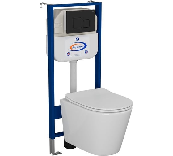 Комплект Bauedge BAU 6 в 1: инсталляция BAU Aquanika, унитаз подвесной безободковый Bau Nimb 49x36, сиденье дюропласт микролифт, клавиша BAU Soul, черная матовая 10.702.450.00.00-BK0001-Q00015 1