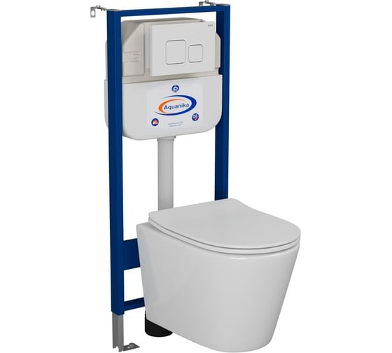 Комплект Bauedge BAU 6 в 1: инсталляция BAU Aquanika, унитаз подвесной безободковый Bau Nimb 49x36, сиденье дюропласт микролифт, клавиша BAU Soul, белая 10.702.450.00.00-BK0001-Q00014 1