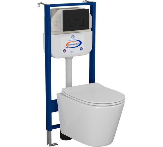 Комплект Bauedge BAU 6 в 1: инсталляция BAU Aquanika, унитаз подвесной безободковый Bau Nimb 49x36, сиденье дюропласт микролифт, клавиша BAU Hotel, черная матовая 10.702.450.00.00-BK0001-Q00008 1
