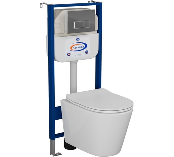 Комплект Bauedge BAU 6 в 1: инсталляция BAU Aquanika, унитаз подвесной безободковый Bau Nimb 49x36, сиденье дюропласт микролифт, клавиша BAU Hotel, хром 10.702.450.00.00-BK0001-Q00007 1