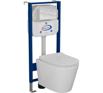 Комплект Bauedge BAU 6 в 1: инсталляция BAU Aquanika, унитаз подвесной безободковый Bau Nimb 49x36, сиденье дюропласт микролифт, клавиша из стекла BAU Dream, белая 10.702.450.00.00-BK0001-Q00010