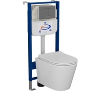Комплект Bauedge BAU 6 в 1: инсталляция BAU Aquanika, унитаз подвесной безободковый Bau Nimb 49x36, сиденье дюропласт микролифт, клавиша Stil Gun Grey, темно-серый металлик 10.702.450.00.00-BK0001-Q00017