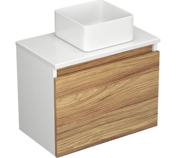 Тумба с раковиной и выпуском Bauedge (тумба Bau Dream Blackwood 50, умывальник BAU Mini 24x24, выпуск клик клак, черный) BD1529