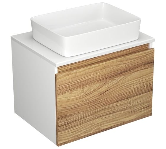 Тумба с раковиной и выпуском Bauedge (тумба Bau Dream Blackwood 60, умывальник BAU Hotel 48x37, выпуск клик клак, черный) BD1541 1