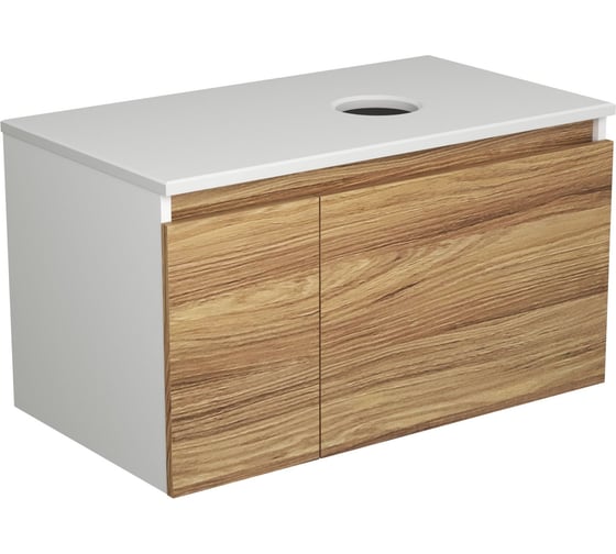 Тумба с раковиной и выпуском Bauedge (тумба Bau Dream Blackwood 80, умывальник BAU Dream круглая D41, выпуск клик клак, черный) BD1583 1