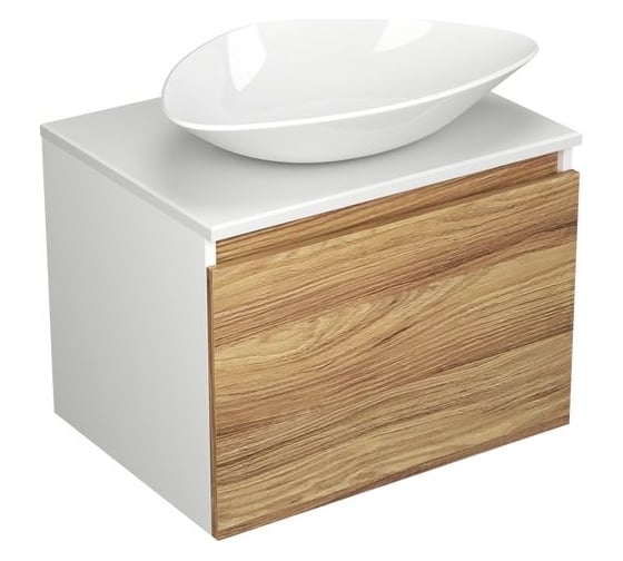 Тумба с раковиной и выпуском Bauedge (тумба Bau Dream Blackwood 60, умывальник BAU Triangle 59x39, выпуск клик клак, черный) BD1547 1
