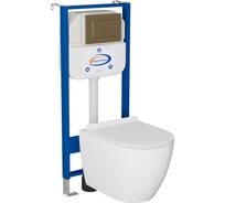 Комплект Bauedge BAU 6 в 1: инсталляция BAU Aquanika, унитаз подвесной безободковый Bau Dream 49,5x36, сиденье дюропласт микролифт, клавиша BAU Stil, бронза 10.702.450.00.00-BL0001-Q00012