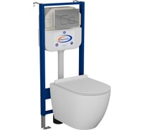 Комплект Bauedge BAU 6 в 1: инсталляция BAU Aquanika, унитаз подвесной безободковый Bau Dream 49,5x36, сиденье дюропласт микролифт, клавиша BAU Soul, хром 10.702.450.00.00-BL0001-Q00016