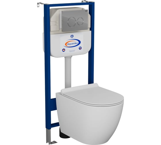 Комплект Bauedge BAU 6 в 1: инсталляция BAU Aquanika, унитаз подвесной безободковый Bau Dream 49,5x36, сиденье дюропласт микролифт, клавиша BAU Dream, хром 10.702.450.00.00-BL0001-Q00004 1