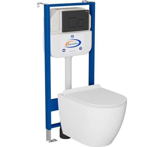 Комплект Bauedge BAU 6 в 1: инсталляция BAU Aquanika, унитаз безободковый Bau Dream PRO, сиденье дюропласт микролифт, кнопка смыва BAU Soul для инсталляции, черная матовая 10.702.450.00.00-NL0001-PRO-Q00015 1