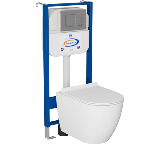 Комплект Bauedge BAU 6 в 1: инсталляция BAU Aquanika, унитаз подвесной безободковый Bau Dream 49,5x36, сиденье дюропласт микролифт, клавиша BAU Stil сатин 10.702.450.00.00-BL0001-Q00009 1