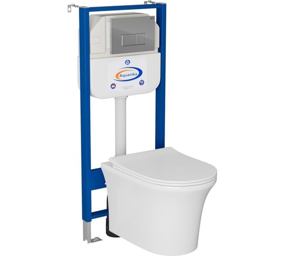 Комплект Bauedge BAU 6 в 1: инсталляция BAU Aquanika, унитаз безободковый Bau Spectrum PRO, сиденье микролифт, кнопка смыва BAU Hotel для инсталляциии, хром 10.702.450.00.00-NP0001-PRO-Q00007
