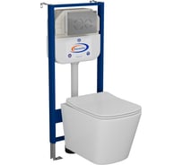 Комплект Bauedge BAU 6 в 1: инсталляция BAU Aquanika, Унитаз подвесной безободковый Bau Stil 49x35, сиденье дюропласт микролифт, клавиша BAU Dream, хром 10.702.450.00.00-BS0001-Q00004