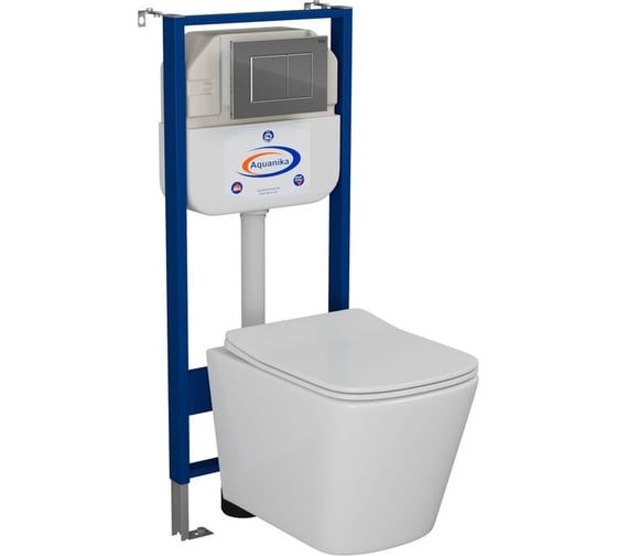 Комплект Bauedge BAU 6 в 1: инсталляция BAU Aquanika, Унитаз подвесной безободковый Bau Stil 49x35, сиденье дюропласт микролифт, клавиша BAU Stil, хром 10.702.450.00.00-BS0001-Q00002