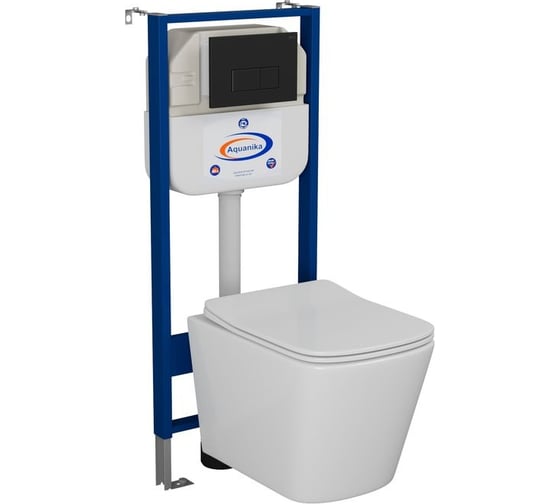 Комплект Bauedge BAU 6 в 1: инсталляция BAU Aquanika, унитаз подвесной безободковый Bau Stil 51x35, сиденье дюропласт микролифт, клавиша BAU Hotel, черная матовая 10.702.450.00.00-BS0002-Q00008
