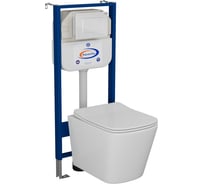 Комплект Bauedge BAU 6 в 1: инсталляция BAU Aquanika, Унитаз подвесной безободковый Bau Stil 49x35, сиденье дюропласт микролифт, клавиша BAU Stil, белый глянец 10.702.450.00.00-BS0001-Q00001