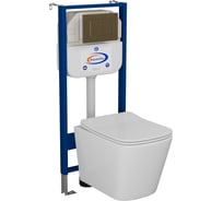 Комплект Bauedge BAU 6 в 1: инсталляция BAU Aquanika, унитаз подвесной безободковый Bau Stil 51x35, сиденье дюропласт микролифт, клавиша BAU Stil, бронза 10.702.450.00.00-BS0002-Q00012