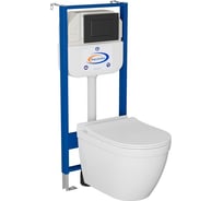Комплект Bauedge BAU 6 в 1: инсталляция BAU Aquanika, унитаз безободковый Bau Mif PRO, сиденье микролифт, кнопка смыва BAU Stil для инсталляциии, черный матовый 10.702.450.00.00-NT0002-PRO-Q00003
