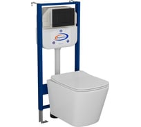 Комплект Bauedge BAU 6 в 1: инсталляция BAU Aquanika, Унитаз подвесной безободковый Bau Stil 49x35, сиденье дюропласт микролифт, клавиша BAU Stil, черная матовая 10.702.450.00.00-BS0001-Q00003