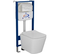 Комплект Bauedge BAU 6 в 1: инсталляция BAU Aquanika, унитаз подвесной безободковый Bau Stil 51x35, сиденье дюропласт микролифт, клавиша из стекла BAU Dream, белая 10.702.450.00.00-BS0002-Q00010