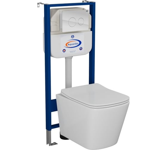 Комплект Bauedge BAU 6 в 1: инсталляция BAU Aquanika, унитаз подвесной безободковый Bau Stil 51x35, сиденье дюропласт микролифт, клавиша из стекла BAU Dream, белая 10.702.450.00.00-BS0002-Q00010 1