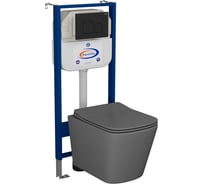 Комплект Bauedge BAU 6 в 1: инсталляция BAU Aquanika, унитаз подвесной безободковый Bau Stil 51x35, сиденье дюропласт микролифт,темно-серый матовый, клавиша BAU Soul, черная матовая 10.702.450.00.00-BS0002-DG-Q00015