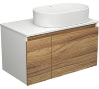 Тумба с раковиной Bauedge (тумба подвесная под раковину Bau Dream Blackwood 80 + раковина санфаянс накладная овальная BAU Nimb 56x36, белая) BD1789