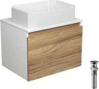 Тумба с раковиной и выпуском Bauedge (тумба подвесная Bau Blackwood 60, раковина накладная прямоугольная BAU Hotel 51x37, выпуск клик-клак черный) BD2481