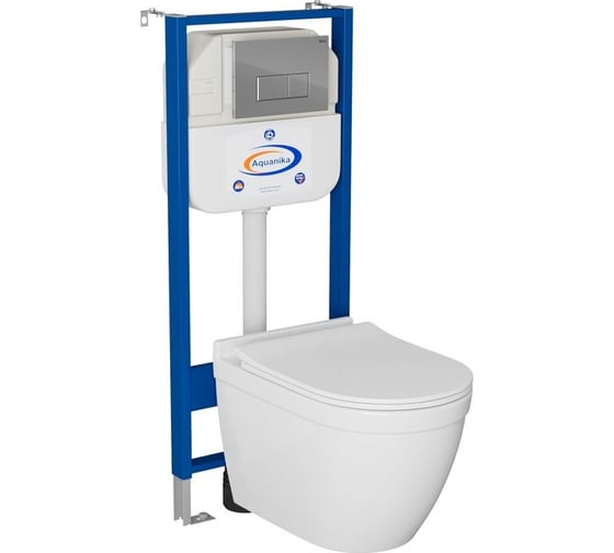 Комплект Bauedge BAU 6 в 1: инсталляция BAU Aquanika, унитаз безободковый Bau Mif PRO, сиденье микролифт, кнопка смыва BAU Hotel для инсталляциии, хром 10.702.450.00.00-NT0002-PRO-Q00007 1