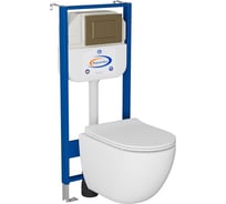 Комплект Bauedge BAU 6 в 1: инсталляция BAU Aquanika, унитаз безободковый Bau Dream PRO-2, сиденье микролифт, кнопка смыва BAU Stil для инсталляции, бронза 10.702.450.00.00-NL0002-PRO-Q00012