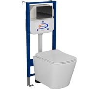 Комплект Bauedge BAU 6 в 1: инсталляция BAU Aquanika, унитаз подвесной безободковый Bau Stil 51x35, сиденье дюропласт микролифт, клавиша из стекла BAU Dream, черная 10.702.450.00.00-BS0002-Q00011