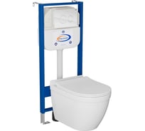 Комплект Bauedge BAU 6 в 1: инсталляция BAU Aquanika, унитаз безободковый Bau Mif PRO, сиденье микролифт, кнопка смыва из стекла BAU Dream дизайнерская, белая 10.702.450.00.00-NT0002-PRO-Q00010