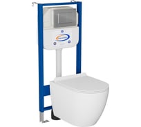 Комплект Bauedge BAU 6 в 1: инсталляция BAU Aquanika, унитаз безободковый Bau Dream PRO, сиденье дюропласт микролифт, кнопка смыва BAU Stil для инсталляциии, хром 10.702.450.00.00-NL0001-PRO-Q00002