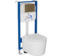 Комплект Bauedge BAU 6 в 1: инсталляция BAU Aquanika, унитаз безободковый Bau Hotel PRO, сиденье микролифт, кнопка смыва BAU Stil для инсталляции, бронза 10.702.450.00.00-NM0003-PRO-Q00012