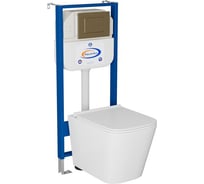 Комплект Bauedge BAU 6 в 1: инсталляция BAU Aquanika, унитаз безободковый Bau Stil PRO, сиденье микролифт, кнопка смыва BAU Stil для инсталляции, бронза 10.702.450.00.00-NS0001-PRO-Q00012