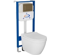 Комплект Bauedge BAU 6 в 1: инсталляция BAU Aquanika, унитаз безободковый Bau Mif PRO, сиденье микролифт, кнопка смыва BAU Stil для инсталляции, бронза 10.702.450.00.00-NT0002-PRO-Q00012