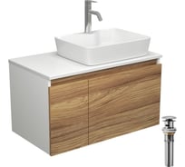 Комплект для ванной Bauedge 4 предмета (тумба Bau Dream 80 + раковина BAU 48x37, с отв. под смеситель + смеситель Dream, выпуск клик-клак, хром) BD1902