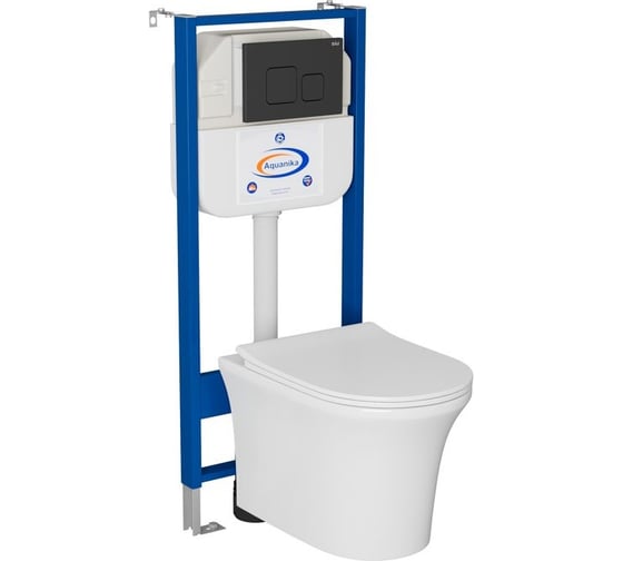 Комплект Bauedge BAU 6 в 1: инсталляция BAU Aquanika, унитаз безободковый Bau Spectrum PRO, сиденье микролифт, кнопка смыва BAU Soul, черная матовая 10.702.450.00.00-Q00015-NP0001-PRO 1